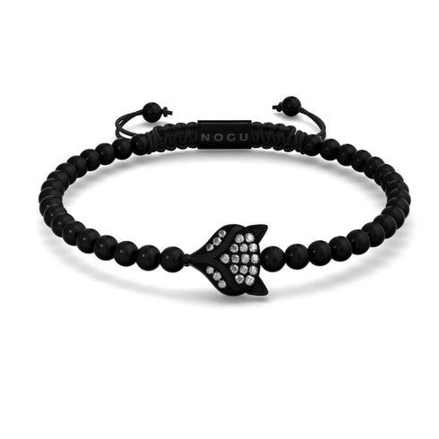 Renard de cristal | Bronze à canon | Noir | Bracelet Charmballa en macramé